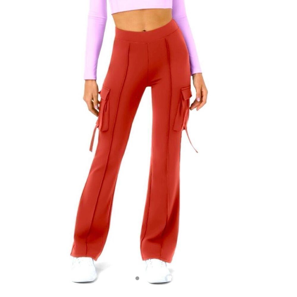 Halara Wide Leg Yoga Pants Stretchy High Waisted Cargo Flare Leggings Pockets SP